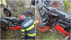 Gest incredibil făcut de un bărbat din Vâlcea, după ce un utilaj greu s-a răsturnat peste el! Ce a putut să facă singur