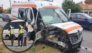 Haos pe șosea spre Timișoara! O ambulanță cu pacient a fost spulberată în trafic. Ce a pățit șoferul vinovat
