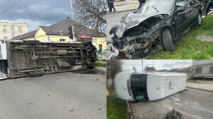 Momente de groază în Tiraspol! Un microbuz plin cu pasageri s-a răsturnat, iar șoferul a zburat prin geam!