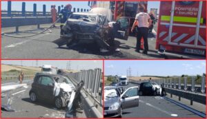 Accident grav pe Autostrada A1! Trei persoane au fost rănite, traficul este complet blocat în zonă